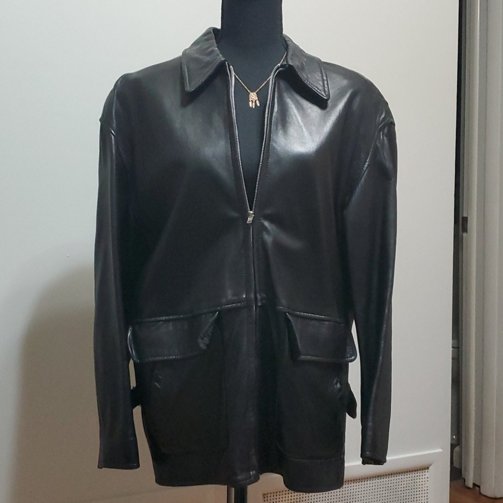 Vintage Anne Klein II Leather Blazer Jacket
